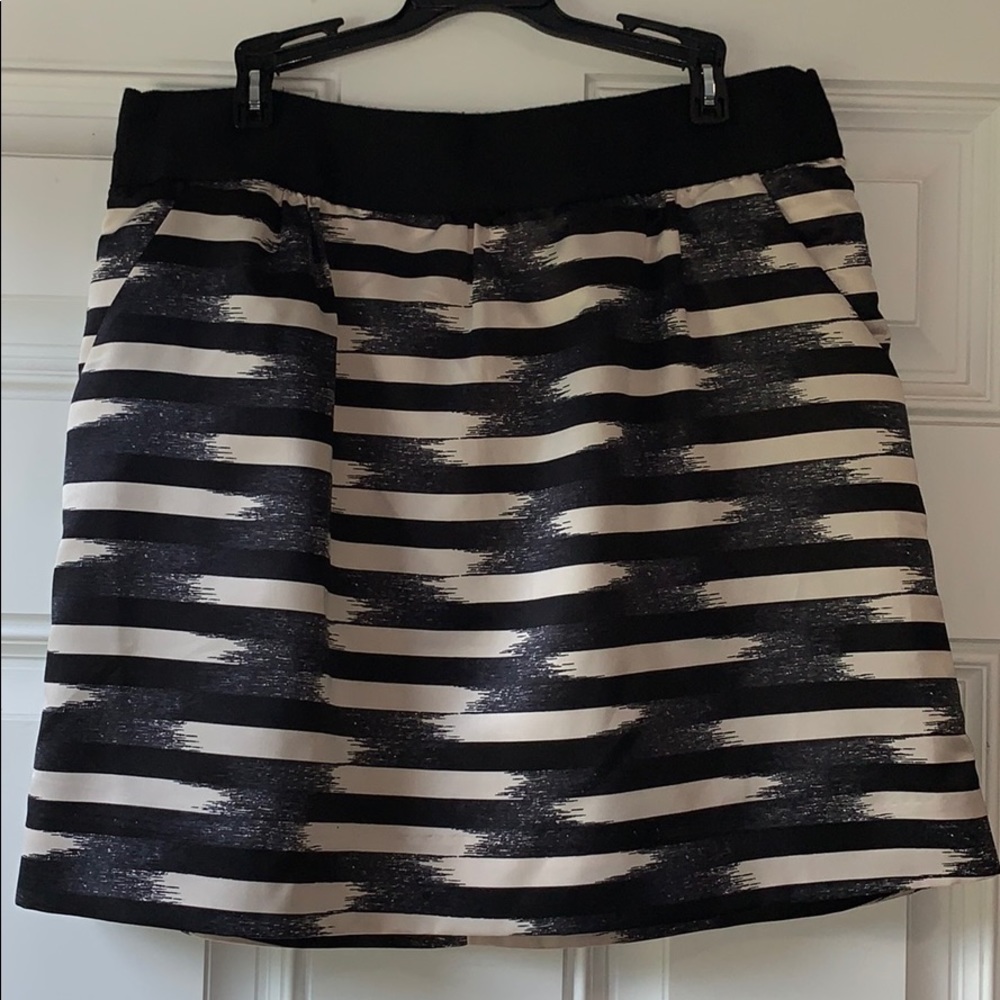 Black and White Striped Mini Skirt